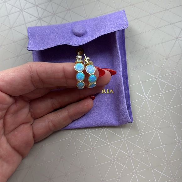 Brand new Melinda Maria turquoise opal hoops - Picture 3 of 3